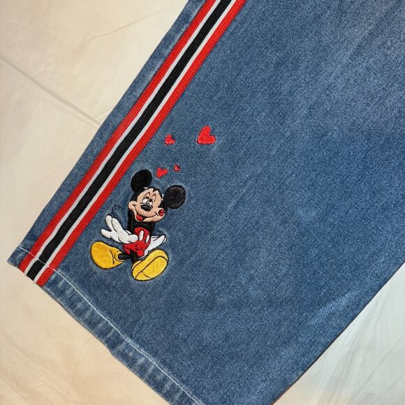 Vintage Mickey For Kids Minnie & Mickey Mouse Jeans Size 14 Embroidered Ribbon - Picture 2 of 10